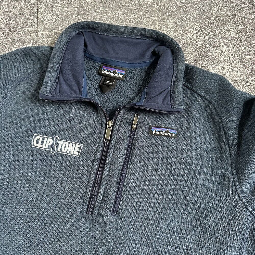 Men's Patagonia Heather Navy Blue Better Sweater Fleece 1/4 Zip Up Jacket Sz L